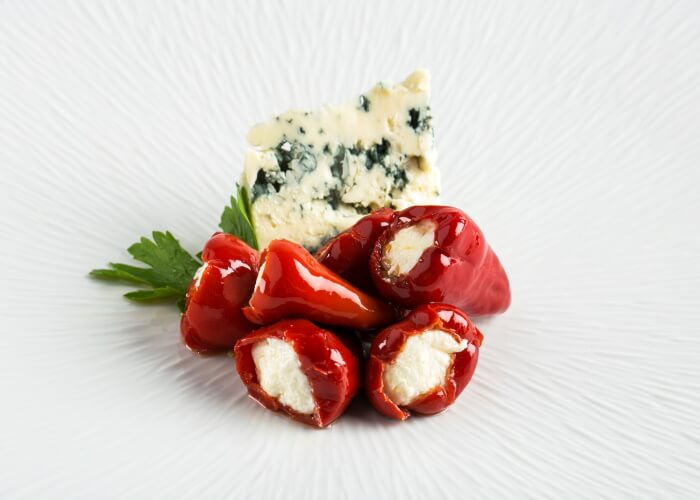 RED BELL PEPPER <br>STUFFED BLUE CHEESE
